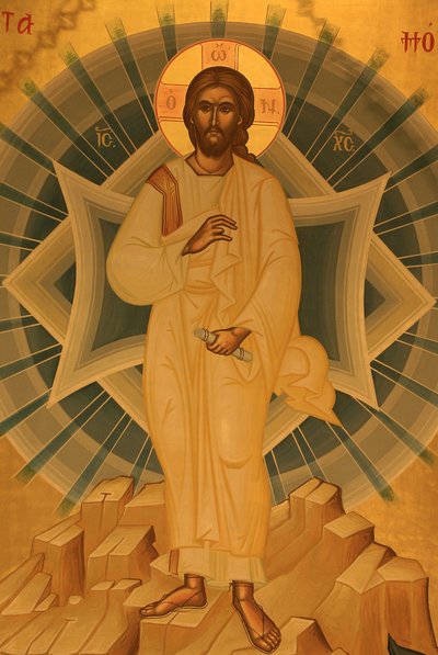 Griechisch-orthodoxe Ikone, die die Verklärung Jesu darstellt Thessaloniki Griechenland von Unbekannt