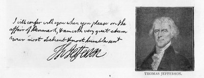 Handschrift und Unterschrift von Thomas Jefferson aus einem Brief an John Paul Jones, geschrieben in Paris, 11. Juli von Unbekannt