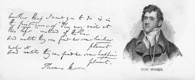 Handschrift und Unterschrift von Tom Moore von Unbekannt
