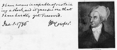 Handschrift und Unterschrift von William Cowper von Unbekannt