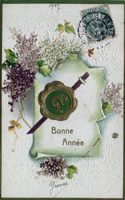 Neujahrsgrußkarte - Postkarte von 1907 von William M. Timlin