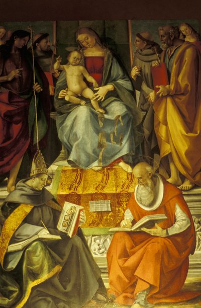 Heilige Konversation, Madonna mit Kind und Heiligen, Luca Signorelli von Unbekannt