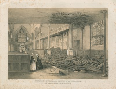 Innenansicht der Walsall Kirche - getönte Lithographie, [Okt 1847] von Unbekannt