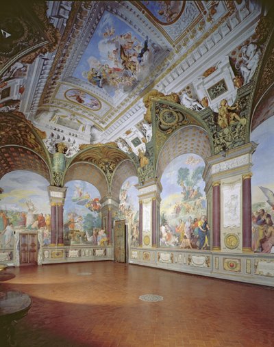 Innenraum des Salons mit Fresken von Giovanni da Sangiovanni, im Pitti-Palast von Unbekannt