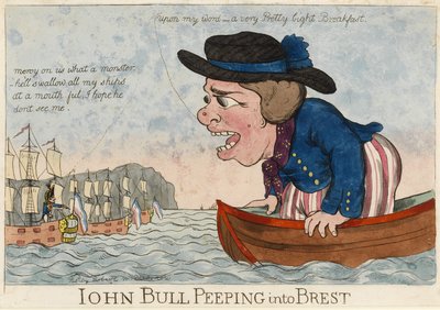 John Bull wirft einen Blick auf Brest (Frankreich) von Unbekannter Künstler