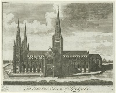 Lichfield Cathedral - Südansicht: Gravur, undatiert [?18. Jahrhundert] von Unbekannt