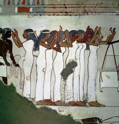 Luxor Theben: Nekropole der Adligen, Gruppe von Trauernden (18. Dynastie) von Leopold Blonder