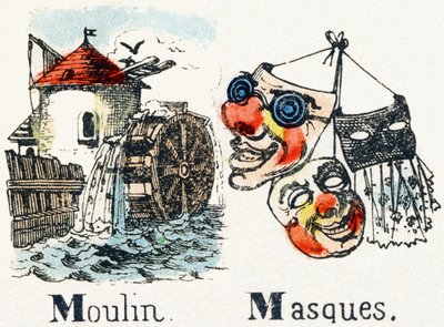 M - Mühle Masken - Alphabet - Kinderspiele - Bildsprache von Epinal, populäre Serie, um 1890 von Unbekannt