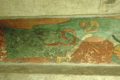 Mexiko, Mexiko-Stadt, Teotihuacan (1. Jahrhundert n. Chr.), Tempel der Jaguare, Fresko eines Papageis von Unbekannt