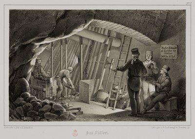 Bergbau, Metallerze Tankstelle in einer Mine, ca. 1851 von Unbekannt
