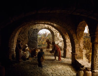 Geburt Christi, Krippendiorama, Spanien, 20. Jahrhundert von William M. Timlin