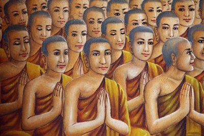 Gemälde, das Mönche darstellt (Buddha zuhören) Udong, Kambodscha von Unbekannt