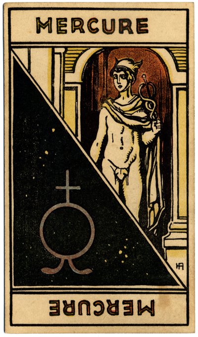 Paranormal. Astrologie. Merkur (Planet). Astrologische Karte aus: Le Tarot Astrologique, von Georges Muchery, Frankreich von Unbekannter Künstler