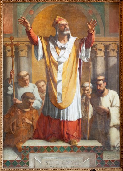 Pfarrkirche Sint-Dionysius van Lede. Innenansicht. Südschiff. Der Altar. Heiliger Dionysius. Signiert und datiert 1854 ThEodore-Joseph Canneel. von Unbekannter Künstler