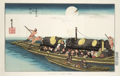 Passagiere und Besatzung an Bord eines kleinen Bootes, ca. 1853-1856 von Unbekannt