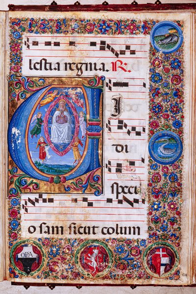 Piccolomini-Bibliothek: Chorbuch, cod. 15.Q., ff. 64r mit „Mariä Himmelfahrt“ von Unbekannter Künstler