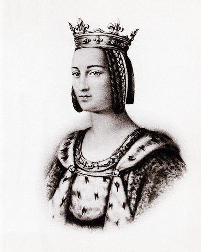 Porträt von Charlotte de Savoie (1445-1483) Königin von Frankreich, Gravur von Unbekannter Künstler