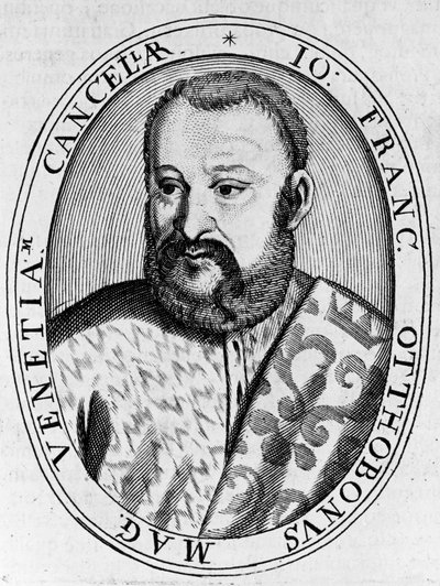 Porträt von Francesco Ottoboni (16. Jahrhundert), Großkanzler von Venedig, Gravur von William M. Timlin