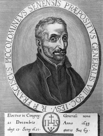 Porträt von Francesco Piccolomini (1582-1651), italienischer Jesuit, war Generaloberer der Gesellschaft Jesu von 1649 bis 1651, Gravur von William M. Timlin