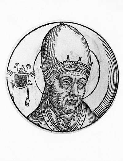 Porträt von Johannes III. (gestorben 574), 61. Papst der katholischen Kirche ab 561, Gravur von William M. Timlin