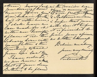 Königin Victoria - handgeschriebener Brief an Miss Mary Augusta Gordon, in dem sie sich für die Bibel bedankt, die sie als Geschenk erhalten hat von Unbekannter Künstler