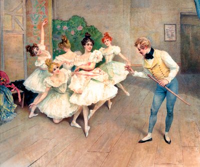 Probe einer Aufführung, Lehrer und Ballerinas hinter der Bühne von Alec Hunter