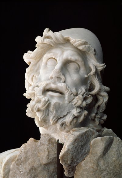 Römische Kunst: Gruppe von Polyphemus blind: Kopf des Odysseus - Marmorskulptur, 1. Jahrhundert v. Chr. oder n. Chr. - Sperlonga, Museo Archeologico Nazionale von Unbekannt