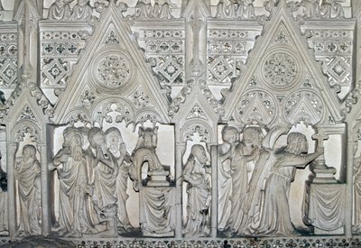 Sarkophag von Pedro I (1320-1367) mit Szenen aus dem Leben des Hl. Bartholomäus, Kirche des Klosters Alcobaca (UNESCO-Welterbeliste) von Benjamin Baud