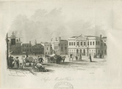 Stafford - Marktplatz: Gravur, undatiert [ca. 1841] von Unbekannt