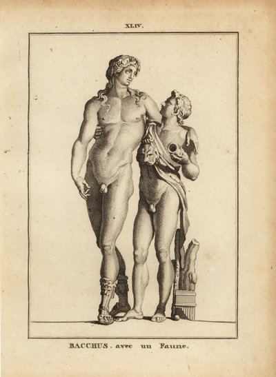 Statue des Bacchus, römischer Gott des Weins, und ein junger Faun von Unbekannt