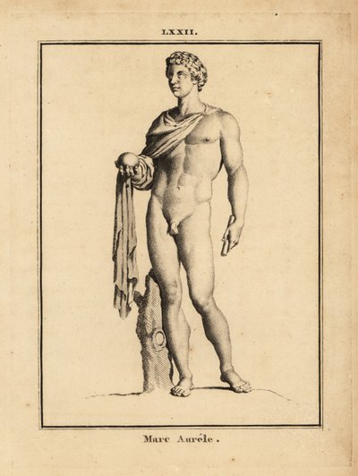 Statue des römischen Kaisers Marcus Aurelius, nackt mit Kugel und Zepter von Unbekannt