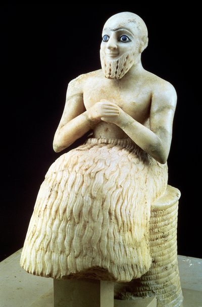 Statue des Beamten Ebih-Il, aus dem Tempel der Ishtar in Mari, Hit, Irak, Mittlerer Euphrat, Sumerisch, Frühdynastische Periode, ca. 2500 v. Chr. von Unbekannt