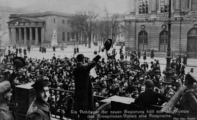 Die Ausrufung der Republik in Berlin, 9. November 1918 von Unbekannter Künstler
