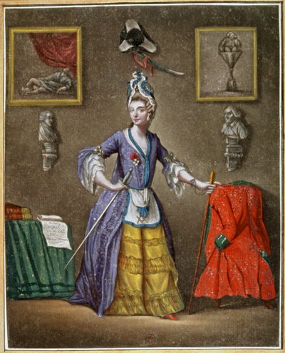 Der Ritter von Eon, als Frau verkleidet von Unbekannter Künstler