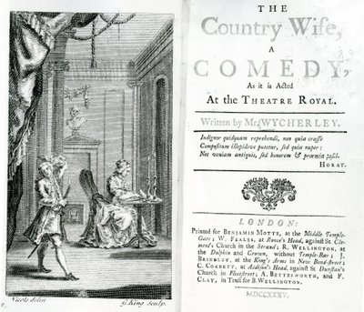 Titelseite des Drehbuchs für The Country Wife am Royal Theatre von Unbekannt
