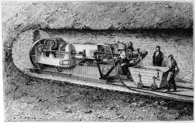 Tunnelbohrmaschine von Colonel Beaumont im Tunnel unter dem Kanal von Unbekannt