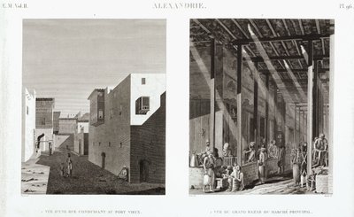 Zwei Ansichten von Alexandria, Ägypten, ca. 1798 von Unbekannt