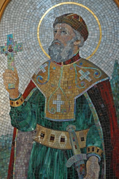 Ukraine, Kiew, St. Illya Orthodoxe Kathedrale & Kloster (Byzantinisch), Mosaik von St. Wladimir von Unbekannter Künstler