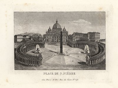 Ansicht des Petersplatzes, Piazza di S. Pietro, mit Petersdom und antikem ägyptischen Obelisken von Unbekannt