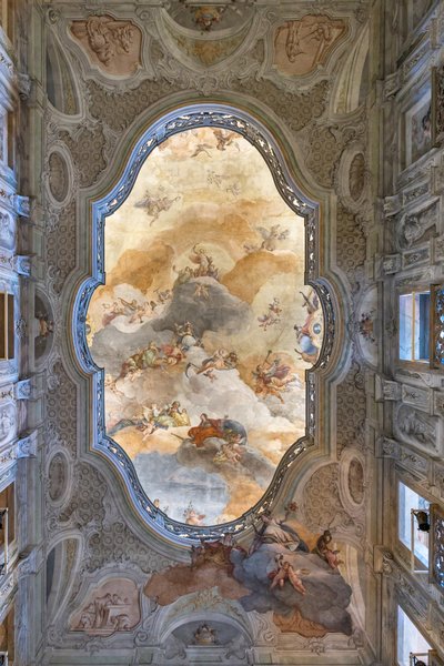 Ansicht der Decke, Eingangshalle oder Foyer, Teatro Grande, Brescia, Italien von Unbekannter Künstler