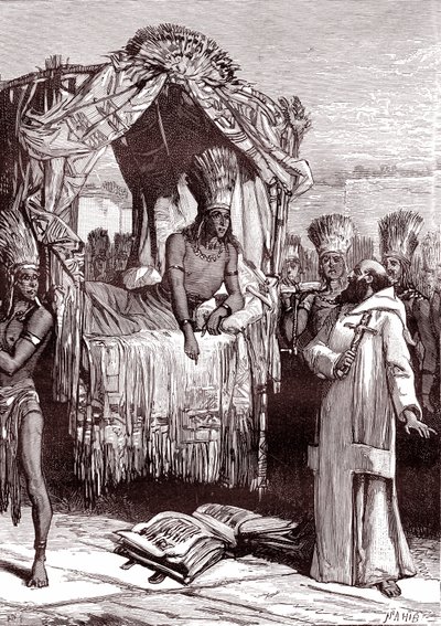 Vincent de Valverde und ATAHUALPA von Unbekannter Künstler
