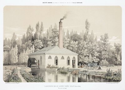 Wasserkraft, vor 1900 Zinkwalzwerk (Laminoir), Saint Louis, bei Bray, Frankreich von Unbekannt