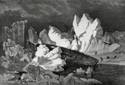 Wrack der Hansa, zerquetscht vom Eis, Oktober 1869, Arktischer Ozean, Zweite Deutsche Nordpolar-Expedition von William M. Timlin