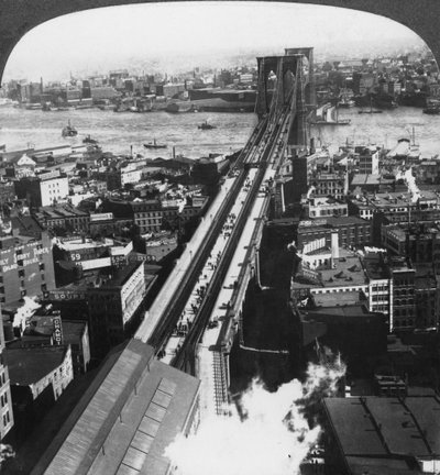 Brooklyn Bridge, New York City, New York, USA, spätes 19. oder frühes 20. Jahrhundert von Underwood and Underwood