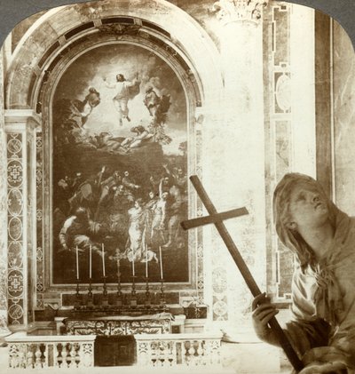 Mosaik über dem Altar der Verklärung, Petersdom, Rom, Italien von Underwood and Underwood