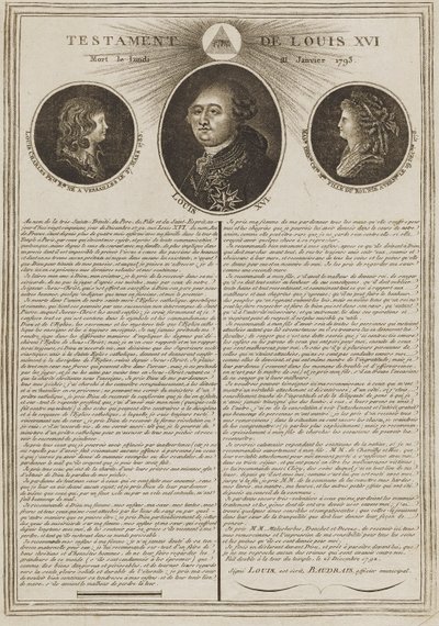 Testament von Louis XVI von Unidentified