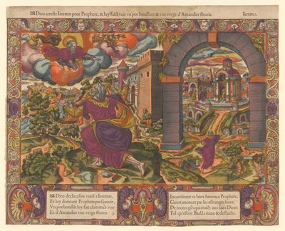 Gott ernennt Jeremia zum Propheten und zeigt ihm einen kochenden Topf und einen Stab von Unknown