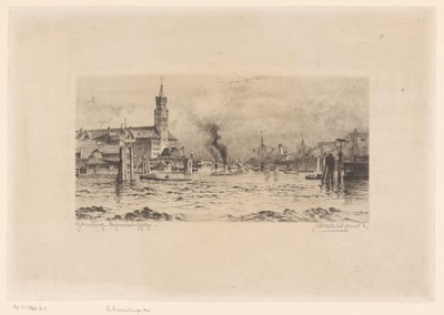 Ansicht der Kehrwiederspitze und einer Kirche in Hamburg von Unknown