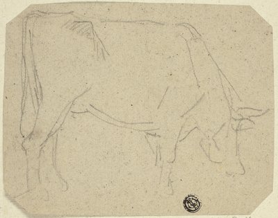 Weidende Kuh (nach rechts gewandt) (recto); Hinterteil eines Pferdes (verso) von Unknown
