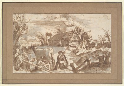 Landschaft mit Bauernhaus von Unknown